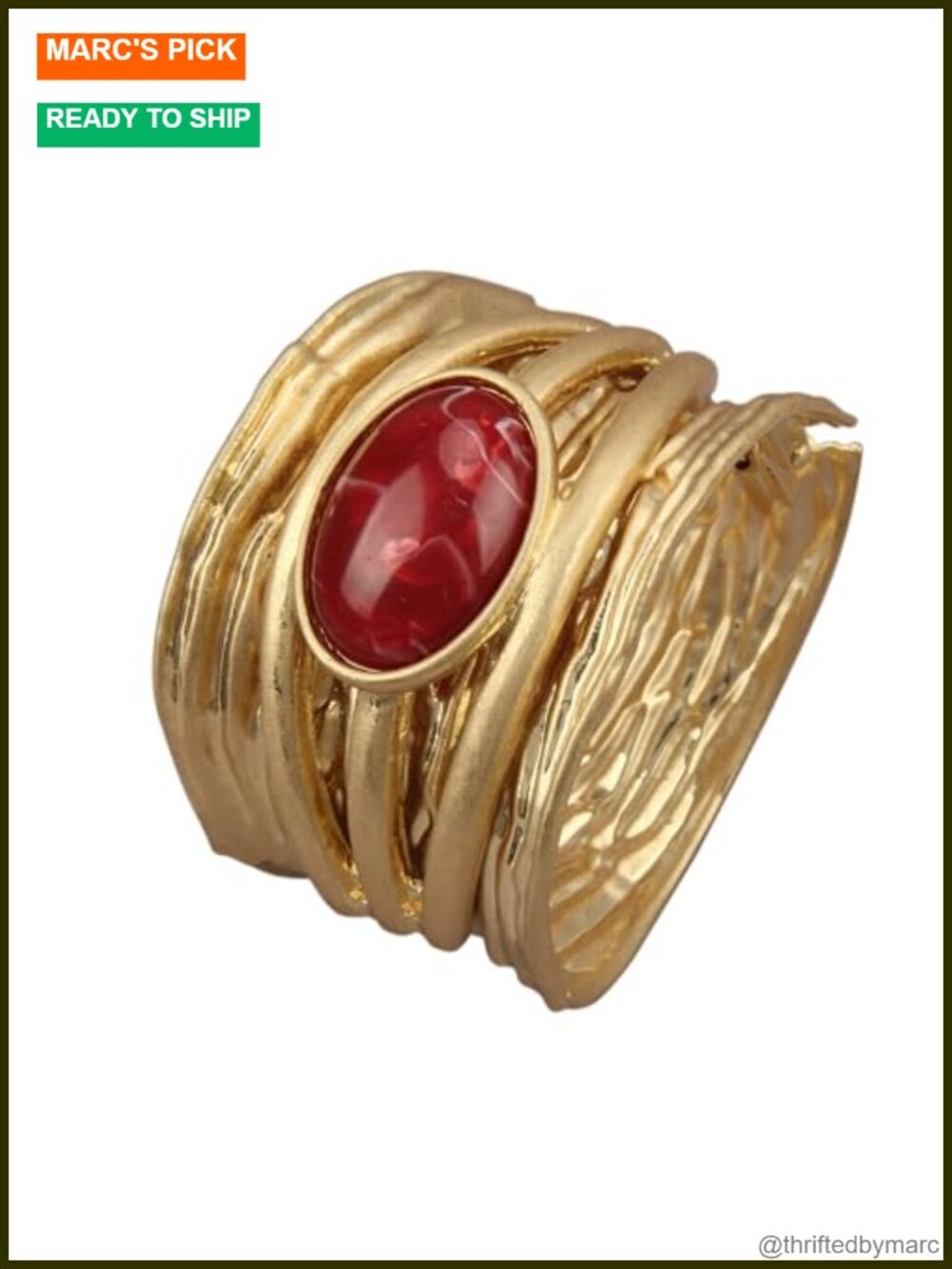 Chunky Gold Cuff Bracelet Large Statement Bangle for Women